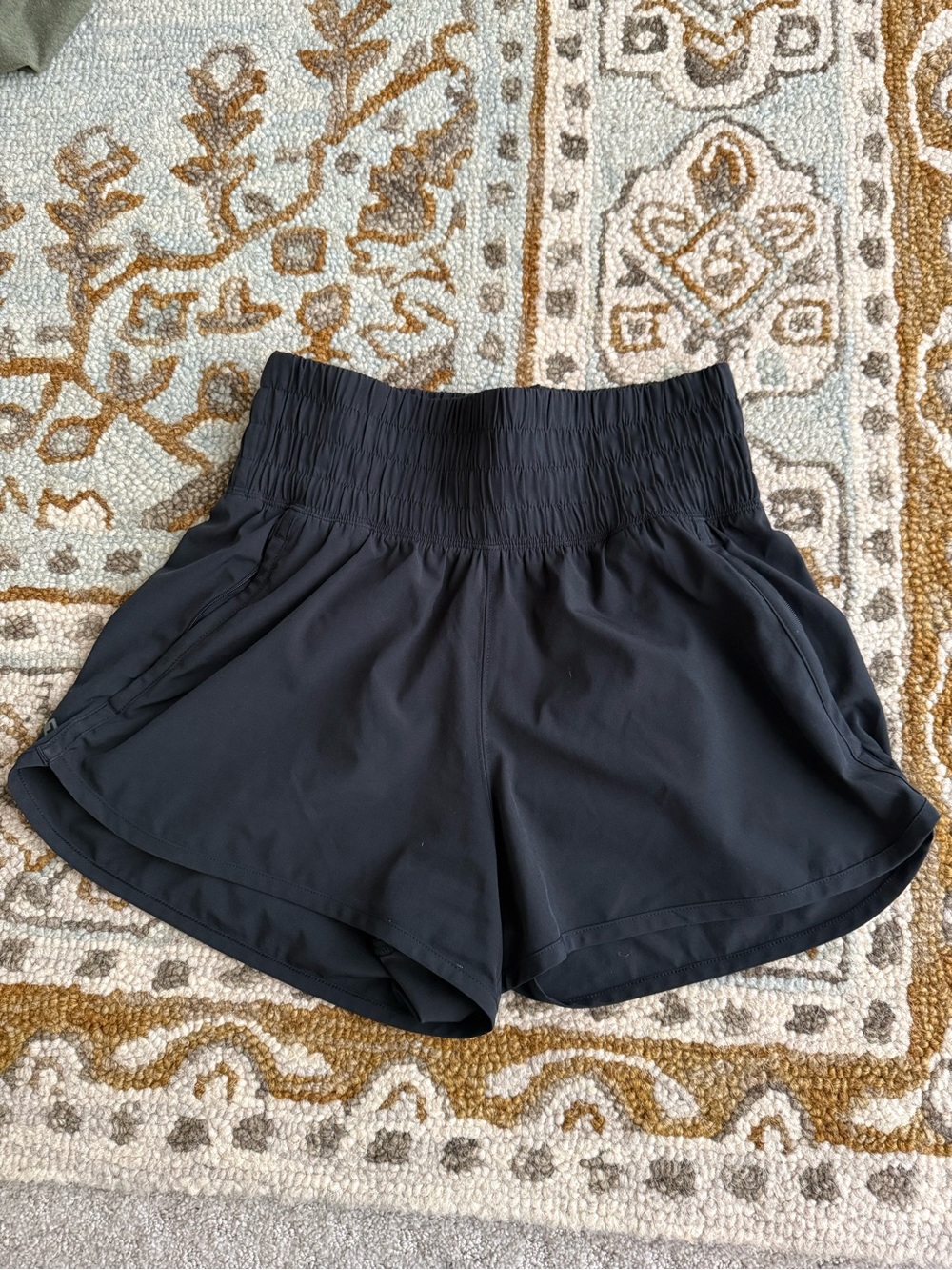 Abercrombie & Fitch YPB Black Smocked-Waist Athletic Shorts